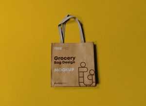 Free Grocery Bag Design Mockup