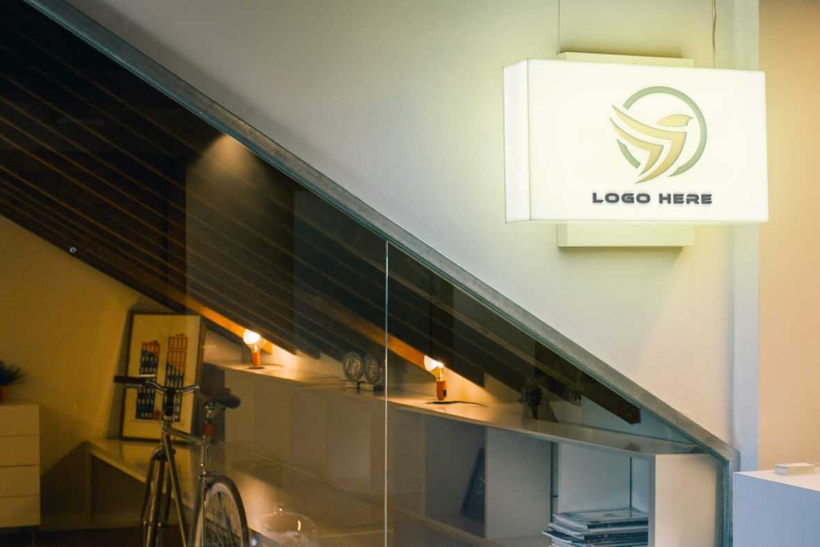 Free Hanging Wall Sign Logo Mockup