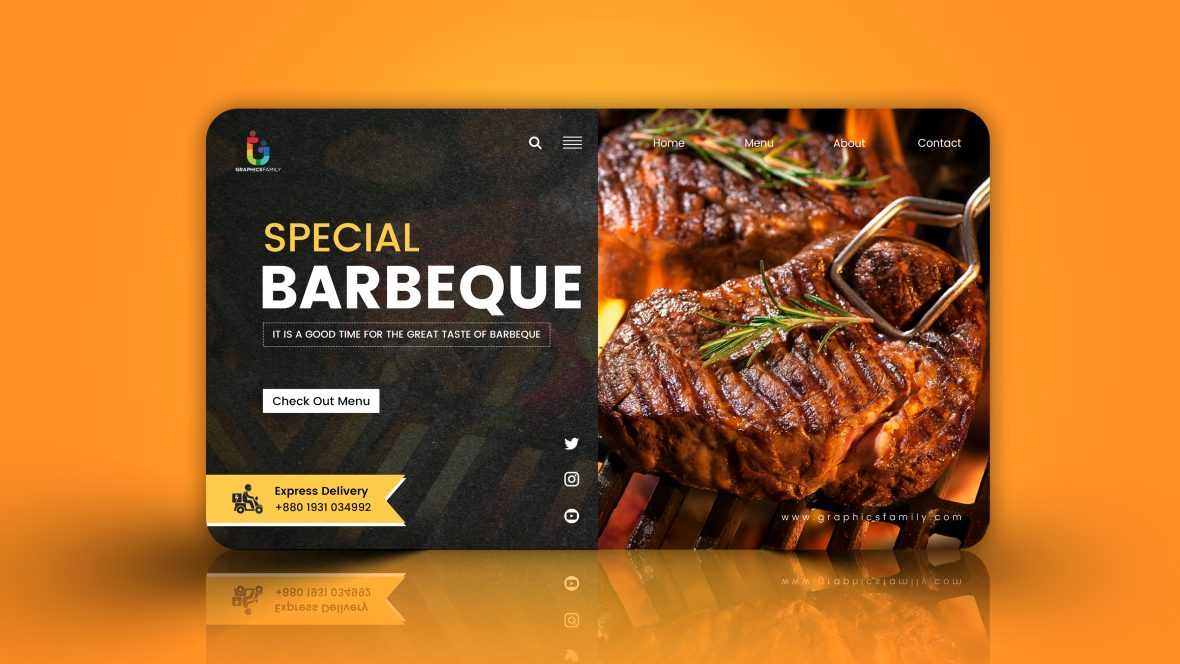 Free Header Design with Menu for Restaurant Website