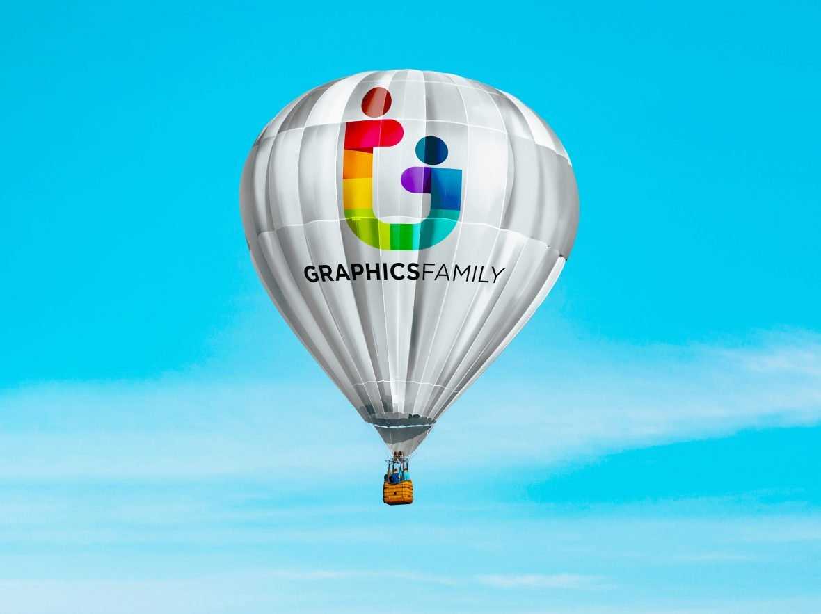 Free Hot Air Balloon Logo Mockup