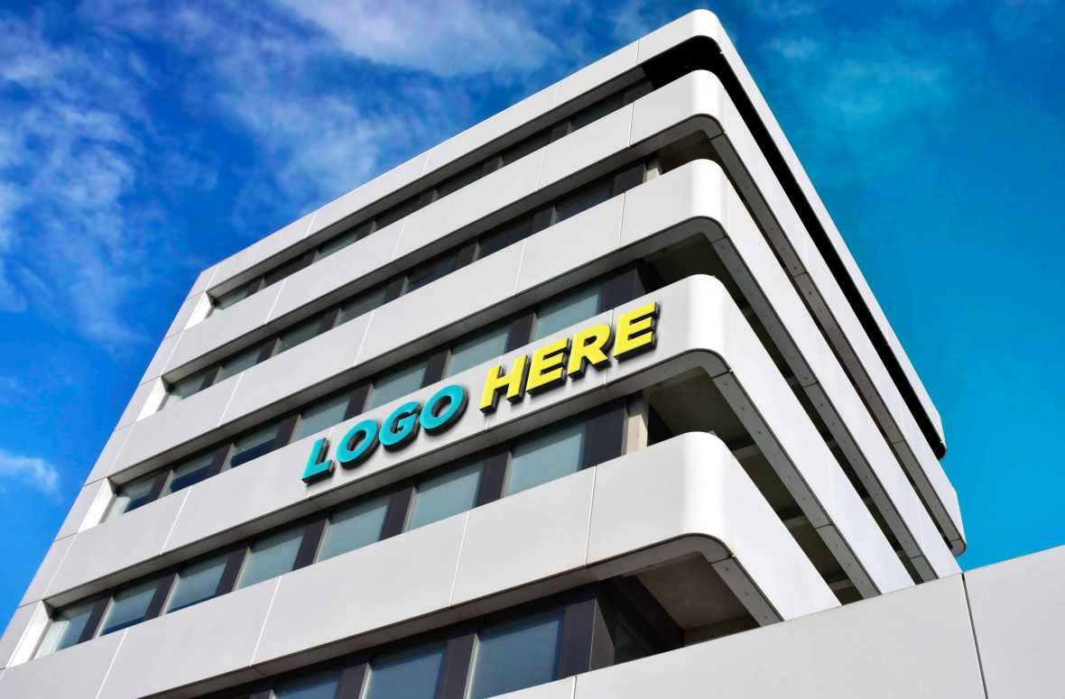 Free Logo Mock-up 3D Sign Building