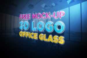 Free Logo Mockup Office Glass 3D