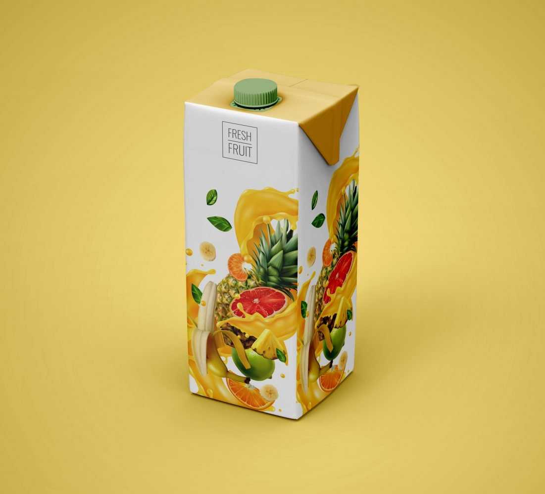 Free Paper Juice Box Mockup