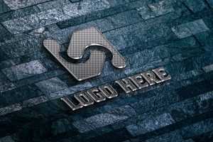 Free Photorealistic 3D Steel Logo Mockup