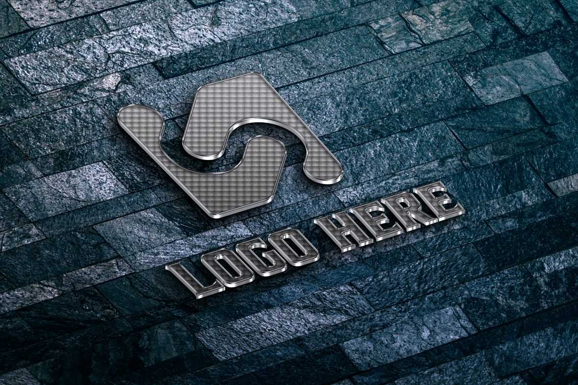 Free Photorealistic 3D Steel Logo Mockup