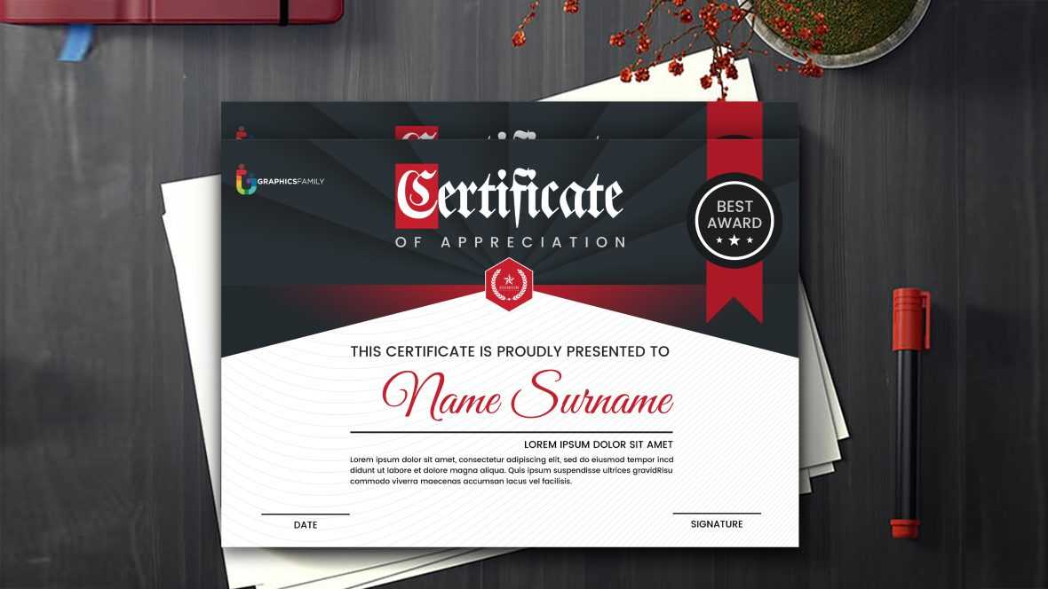 Free PSD Creative Award Certificate Template Design