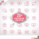 Free PSD Hearts Outline Icon Set
