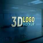 Free PSD Logo Mock-up on Office Glass Wall