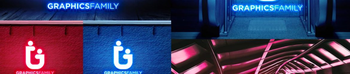 Free PSD Neon Lights Logo MockUp