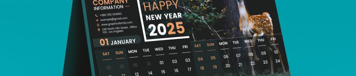 Free PSD Professional Dark Desk Calendar Design Template