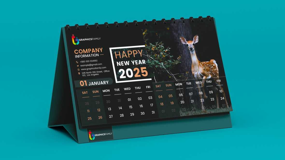 Free PSD Professional Dark Desk Calendar Design Template