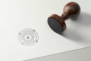 Free PSD Rubber Stamp 3D Logo Mockup