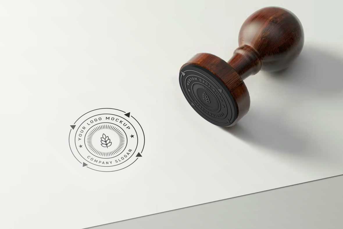 Free PSD Rubber Stamp 3D Logo Mockup