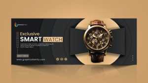 Free PSD Smart watch sale promotional Facebook cover page template