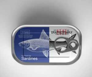 Free Sardines Can Packaging Mockup