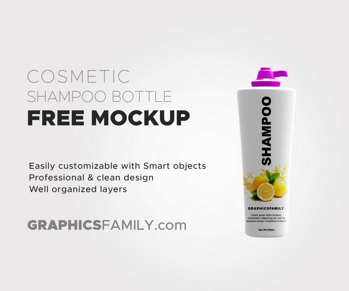 Free Shampoo Cosmetic Bottle Mockup