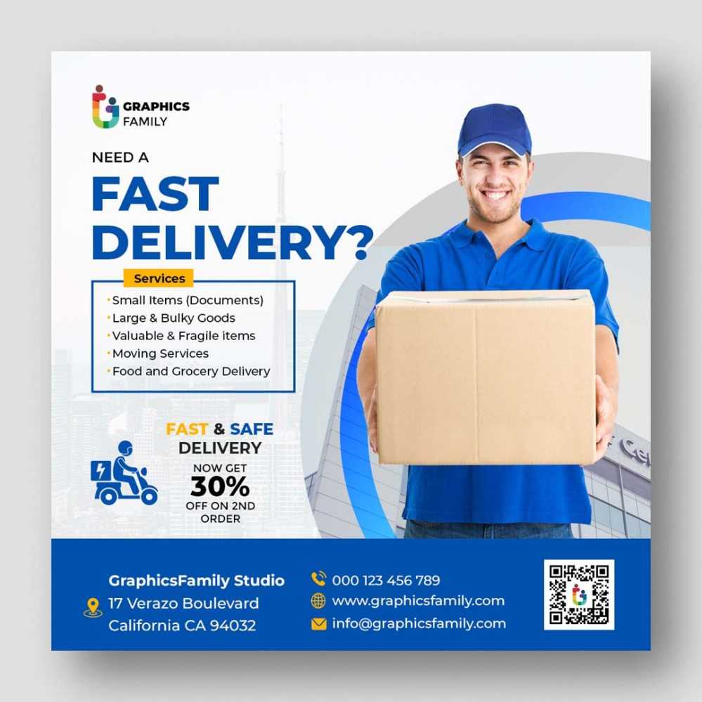 Free Shipping and Delivery Service Social Media Template