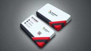 Free Simple and Modern Business Card Design Template with White and Red