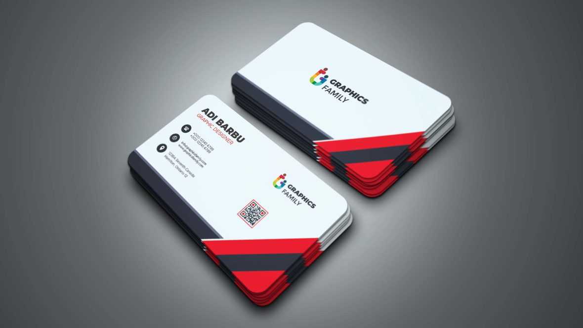 Free Simple and Modern Business Card Design Template with White and Red