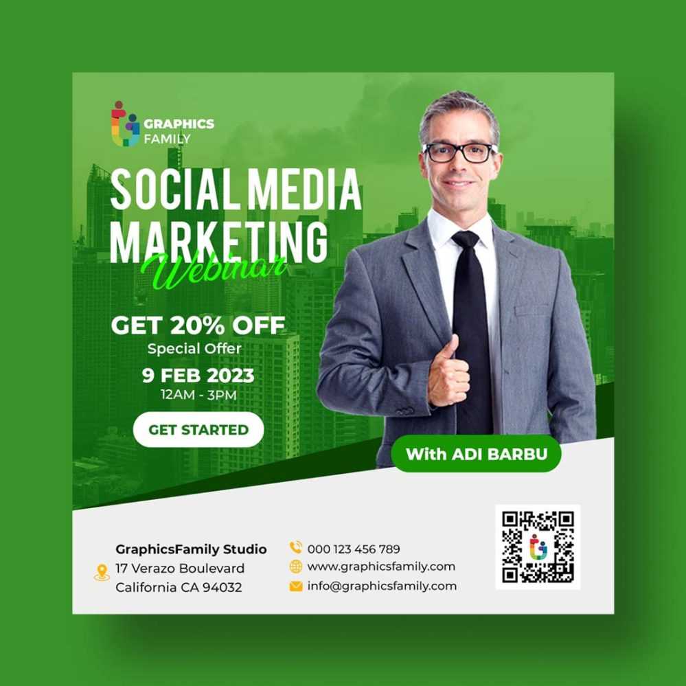 Free Social Media Marketing Webinar Post Design Template