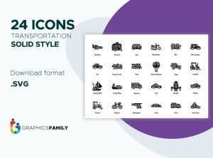 Free Transportation Icon Set Solid Style