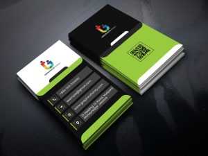Free Vertical Visiting Card Design with Green, Black and White