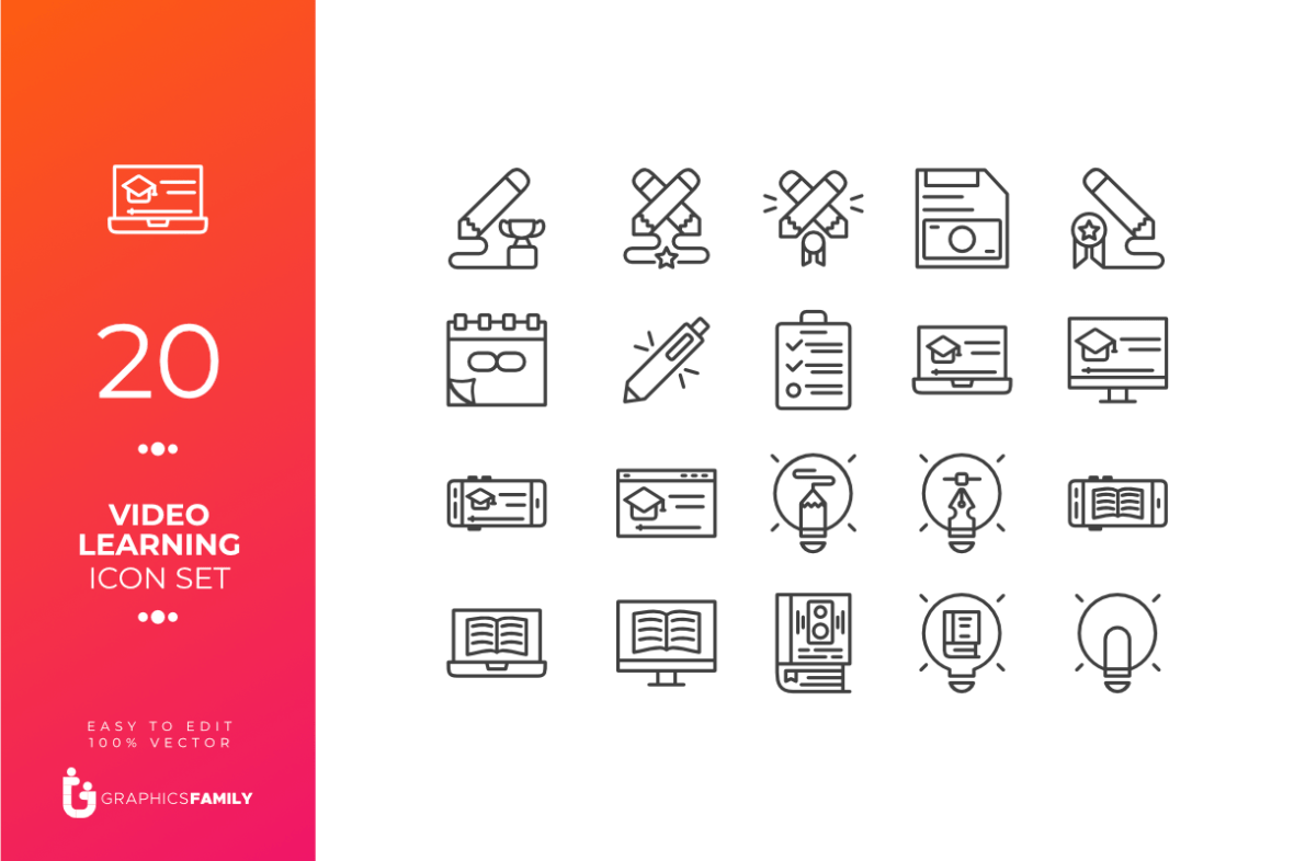 Free Video Learning Icon Set