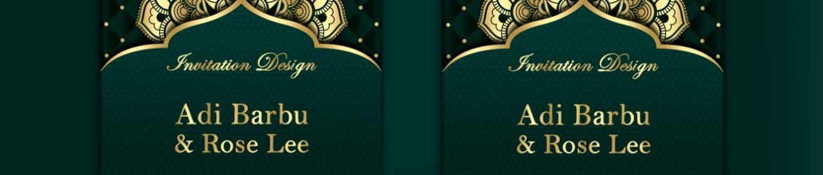 Free Wedding Invitation Card Design with Green and Gold Colors