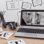 Free Workspace with Laptop Mockup