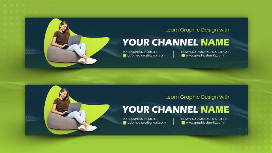 Free YouTube Channel Art Design In Flat Style Template Download