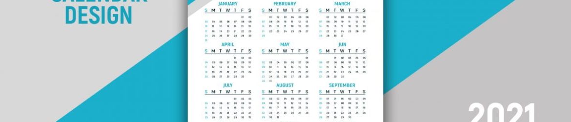 Geometric Style Professional 2021 Calendar Blue Design Template Free Vector