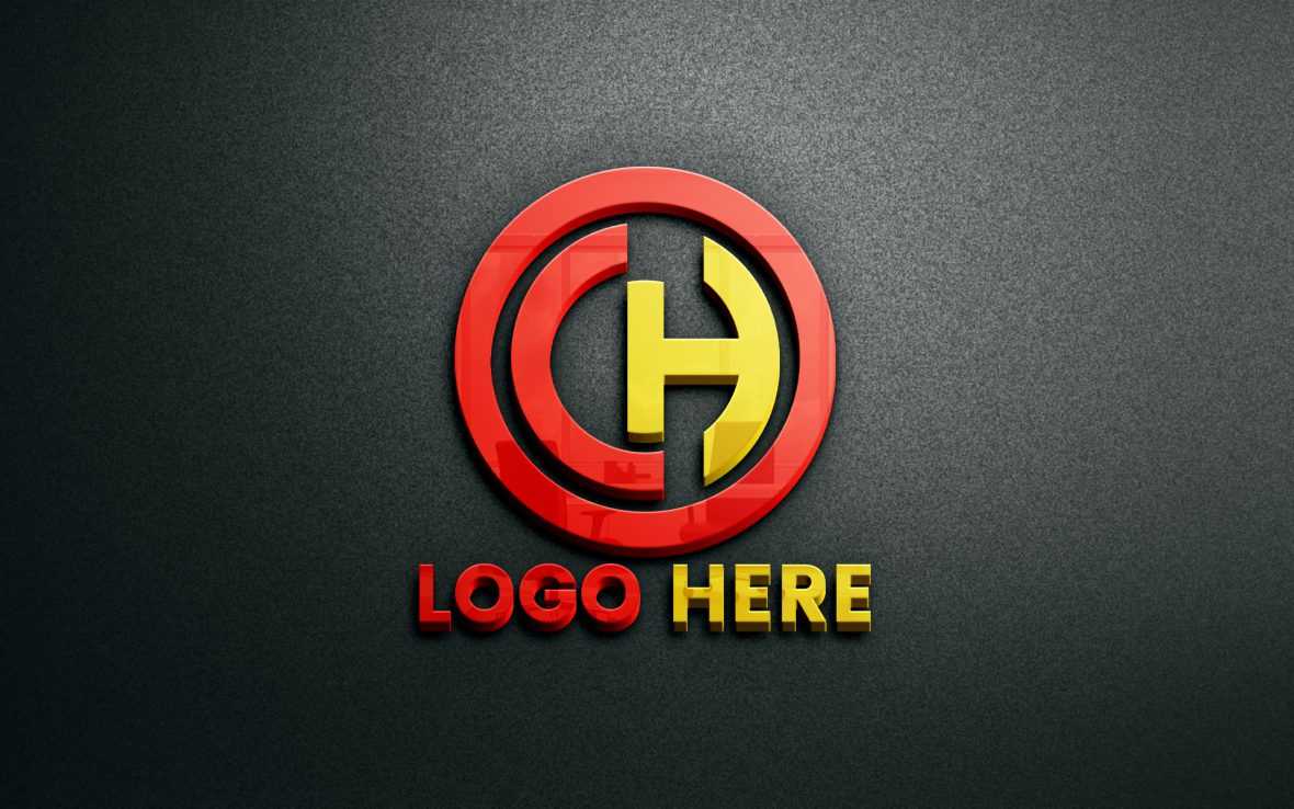 Glass 3D Logo Mockup on Black Wall