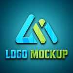 Glass Effects 3D Logo Mockup on Blue Surface
