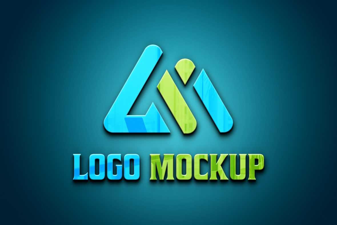 Glass Effects 3D Logo Mockup on Blue Surface