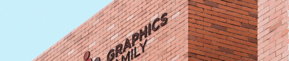 Glass Logo Brick Building Mockup