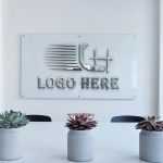 Glass Logo Mockup on Office Glass Board