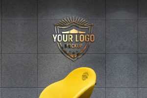 Glass Logo Mockup on Tiles Wall