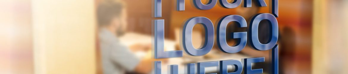 Glass Logo Mockup with Orange 3D Logo