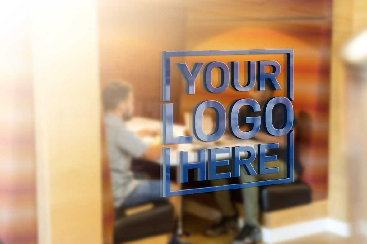 Glass Logo Mockup with Orange 3D Logo