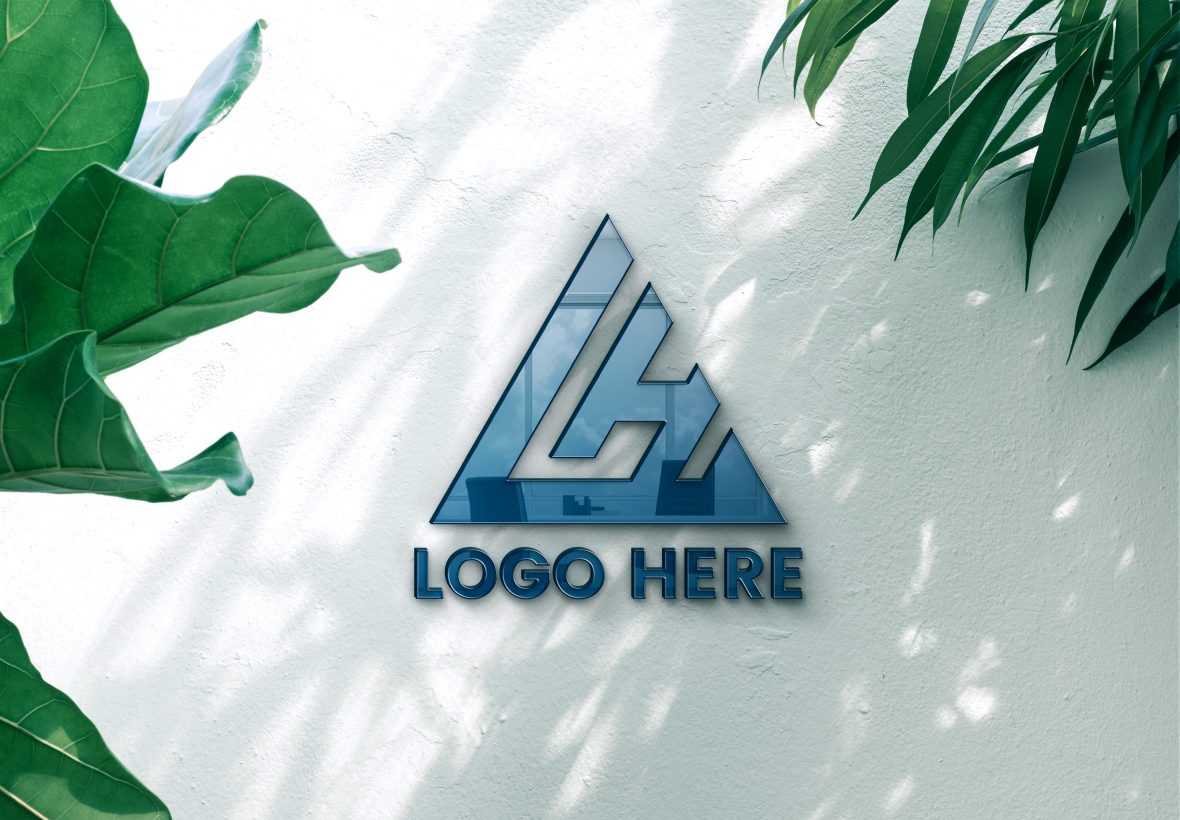 Glass Logo Mockup With White Wall