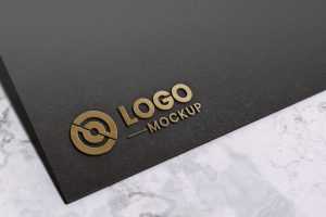Gold Embossed 3D Logo Mockup