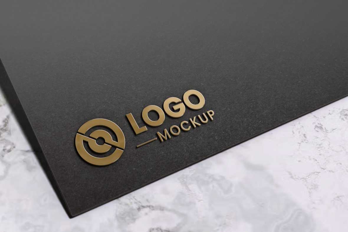 Gold Embossed 3D Logo Mockup