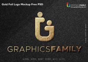 Gold Foil Logo Mockup Free PSD