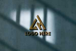 Golden 3D Logo Mockup on Black Wall