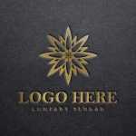 Golden art logo mockup on black paper