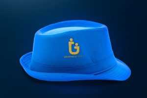 Golden Logo Mockup on Blue Hat