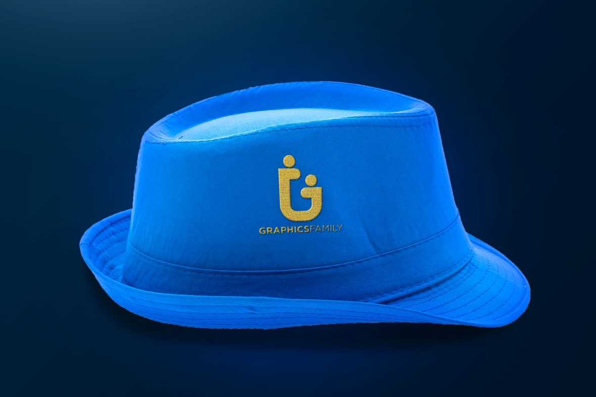 Golden Logo Mockup on Blue Hat