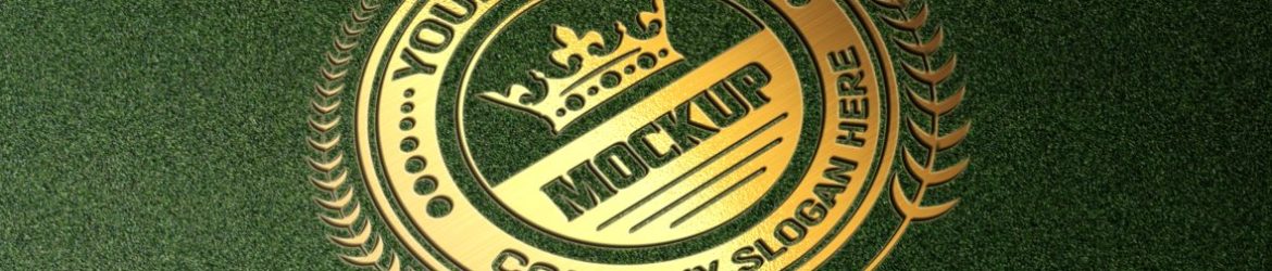 Golden Logo Mockup on Green Surface
