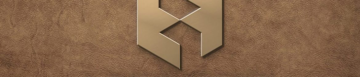 Golden logo mockup on leather background