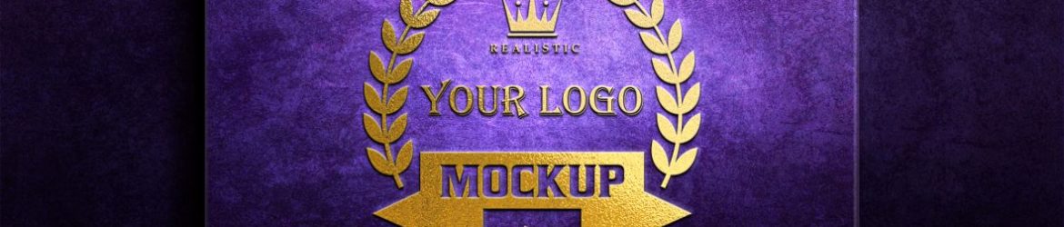 Golden Logo Mockup on Purple Abstract Background Golden Logo Mockup on Purple Abstract Background